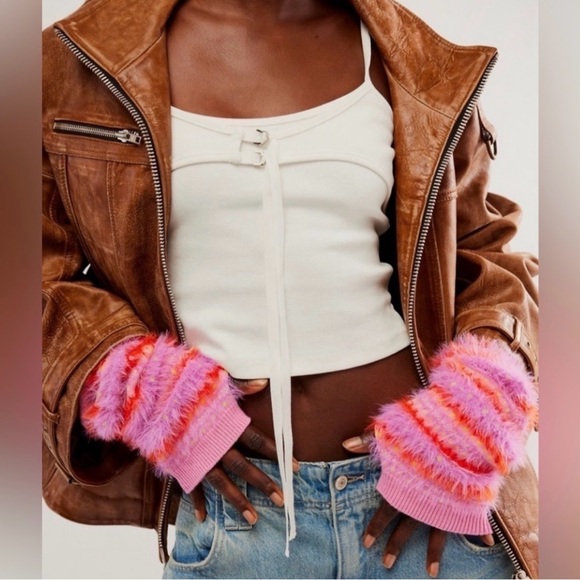 NWT Free People x FP One Alivia Fairisle Fuzzy Armwarmer fingerless glove